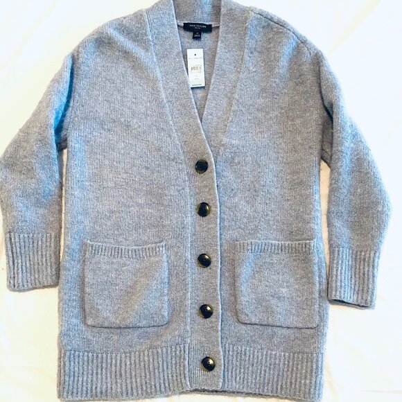 NWT Ann Taylor oversized light blue cardigan Womens Small Petite button cozy - Picture 1 of 8